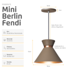 Pendente Lustre Luminária Berlin 15cm Fendi