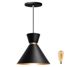 Pendente Lustre Luminária Berlin 23cm Preto + Led Retrô Vinta