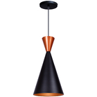 Pendente Lustre Luminária Canada Preto Topo Cobre