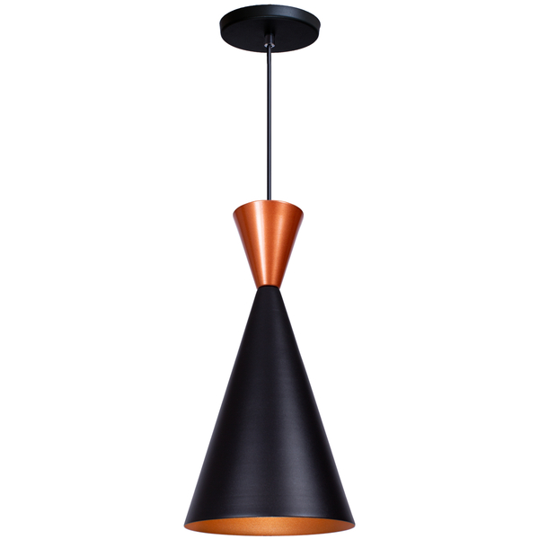 Pendente Lustre Luminária Canada Preto Topo Cobre