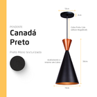 Pendente Lustre Luminária Canada Preto Topo Cobre