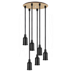 Pendente Lustre Luminária Cascata 6 Cabo Madeira Cr Rústico