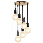 Pendente Lustre Luminária Cascata 6 Cabo Madeira Cr Rústico