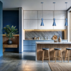 Pendente Lustre Luminária Cone Moscou 39cm Azul