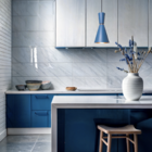 Pendente Lustre Luminária Cone Moscou 39cm Azul