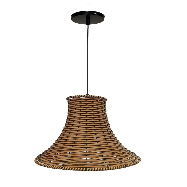 Pendente Lustre Luminaria Junco Rustico Chapeu Chines