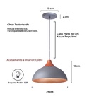 Pendente Lustre Luminária Panama Cinza