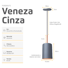 Pendente Lustre Luminária Veneza Cinza