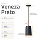 Pendente Lustre Luminária Veneza Preto