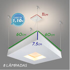 Pendente Lustre Luz Direta E Indireta 60cm para 4 lâmpadas E2