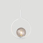 Pendente Lustre On Loop Branco Com Globo De Vidro Fumê