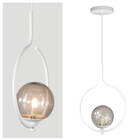 Pendente Lustre On Loop Branco Com Globo De Vidro Fumê