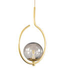 Pendente Lustre On Loop Dourado Com Globo De Vidro Fumê
