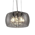 Pendente Lustre Plafon Luminária Cristal E Vidro 28cm Fumê Es