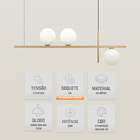 Pendente Lustre Sala Jabuticaba 3 Globos Vidro12cm Champagne