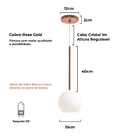 Pendente Lux Cobre Rose Gold Globo Vidro Branco  + Led