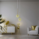 Pendente Lux Duplo Dourado Globo Vidro Âmbar + Led