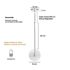 Pendente Lux Globo Cristal Vidro Escovado + Led Brinde