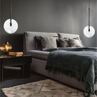 Pendente Lux Preto Globo Vidro Cristal 20cm  + Led