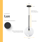 Pendente Lux Preto Globo Vidro Cristal 25cm  + Led