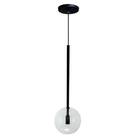 Pendente Lux Preto Globo Vidro Cristal + Led