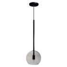 Pendente Lux Preto Globo Vidro Fumê + Led