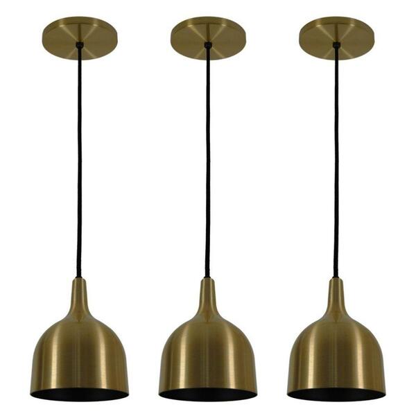 Pendente Lux Taça Bronze Preto Kit Com 3