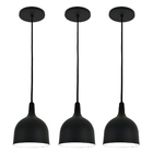 Pendente Lux Taça Preto Kit Com 3