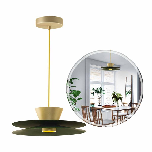Pendente Lyz Chapéu Chinês Verde 30cm Led 6,5w 3000k Enerlux