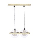 Pendente Madeira Netuno - 2 Luzes G9 Marfim