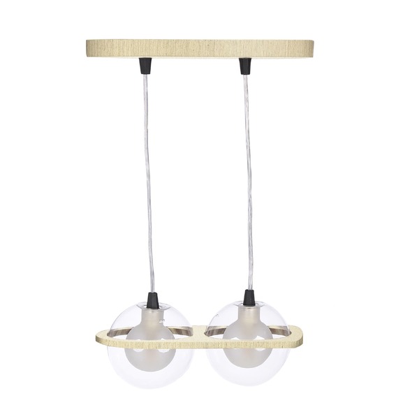 Pendente Madeira Netuno - 2 Luzes G9 Marfim