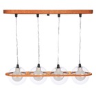 Pendente Madeira Netuno - 4 Luzes G9 Mel