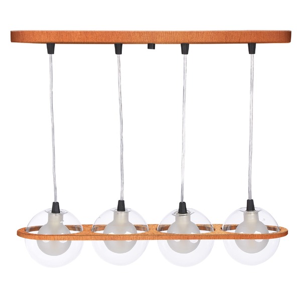 Pendente Madeira Netuno - 4 Luzes G9 Mel