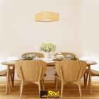 Pendente Madeira Quadrado Arredondado 35x35cm Marfim