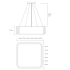 Pendente Madeira Quadrado Arredondado 60x60cm Marfim