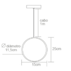 Pendente Madeira Redondo Slim 25 Cm Mel