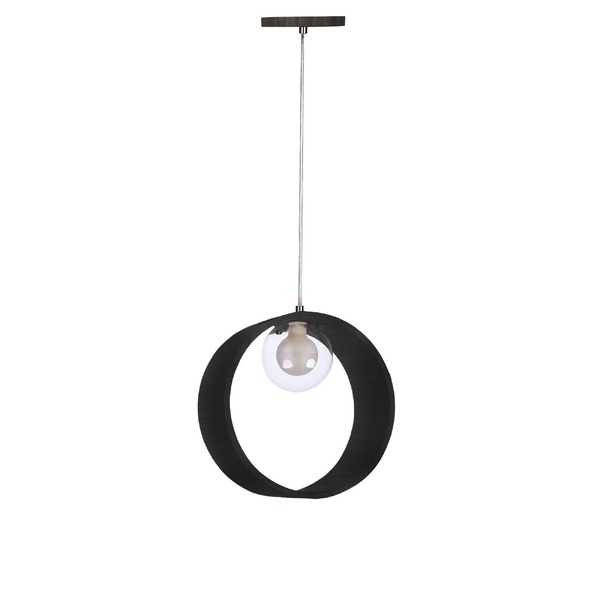 Pendente Madeira Redondo Slim 25 Cm Preto