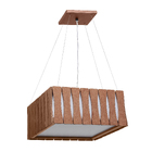 Pendente Madeira Ripado Quadrado Natural 50x50cm