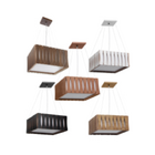 Pendente Madeira Ripado Quadrado Preto 30x30cm