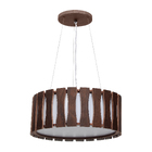 Pendente Madeira Ripado Redondo Branco 50cm