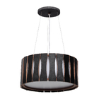 Pendente Madeira Ripado Redondo Preto 30cm