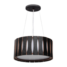 Pendente Madeira Ripado Redondo Preto 30cm