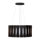 Pendente Madeira Ripado Redondo Preto 40cm