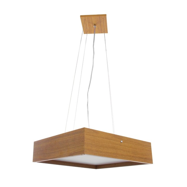 Pendente Madeira Wood Quadrado 30 X 30 Cm - 2 Luzes E27 - Fre