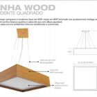 Pendente Madeira Wood Quadrado 60 X 60 Cm - 4 Luzes E27 - Mál