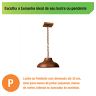 Pendente Madelustres Estância Redondo Madeira Cobre Bivolt