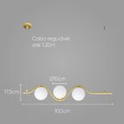 Pendente Malu Ouro Fosco E Branco 100 Cm Para 3x G9 Zr126 Sta