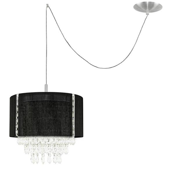 Pendente Manucrillic Clearfio Preto Com Cristal + Deslocador