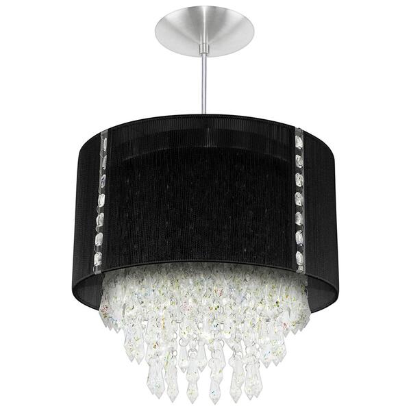 Pendente Manucrillic Clearfio Preto Com Cristal Acrílico