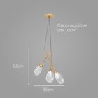 Pendente Mayla Ouro / Incolor + Led 3x G9 Bq Lt005-cl Starlux